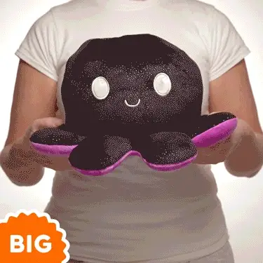 TeeTurtle Big Reversible Octopus: Black Sparkle/Rainbow Stripes (Big) - Image 3