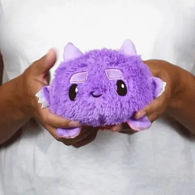 TeeTurtle Reversible Fuzzy Monster: Purple/Red (Mini) - Image 2