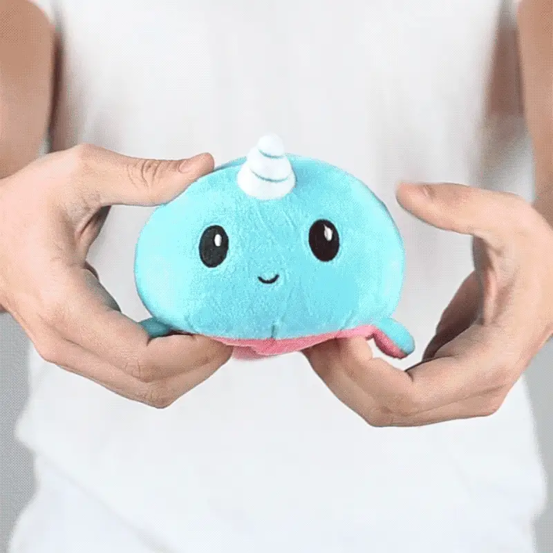TeeTurtle Reversible Narwhal: Aqua/Pink (Mini) - Image 2