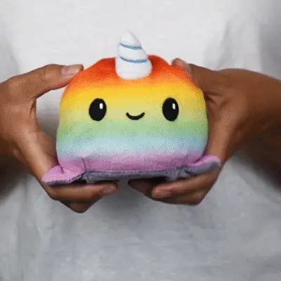 TeeTurtle Reversible Narwhal/Shark: Rainbow/Gray (Mini) - Image 2
