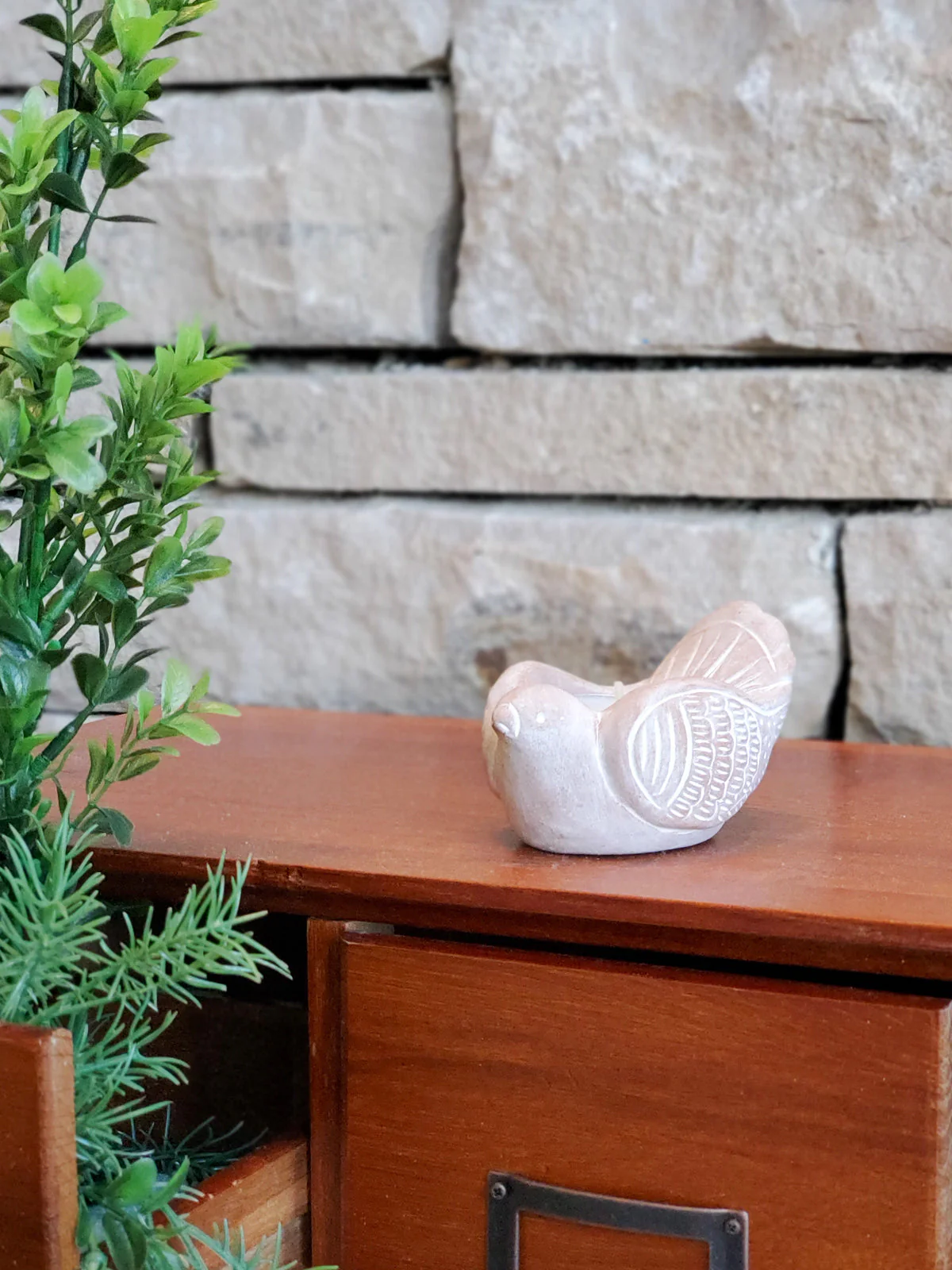 Terracotta Tea Light Candle Holder - Bird by KORISSA - Image 2