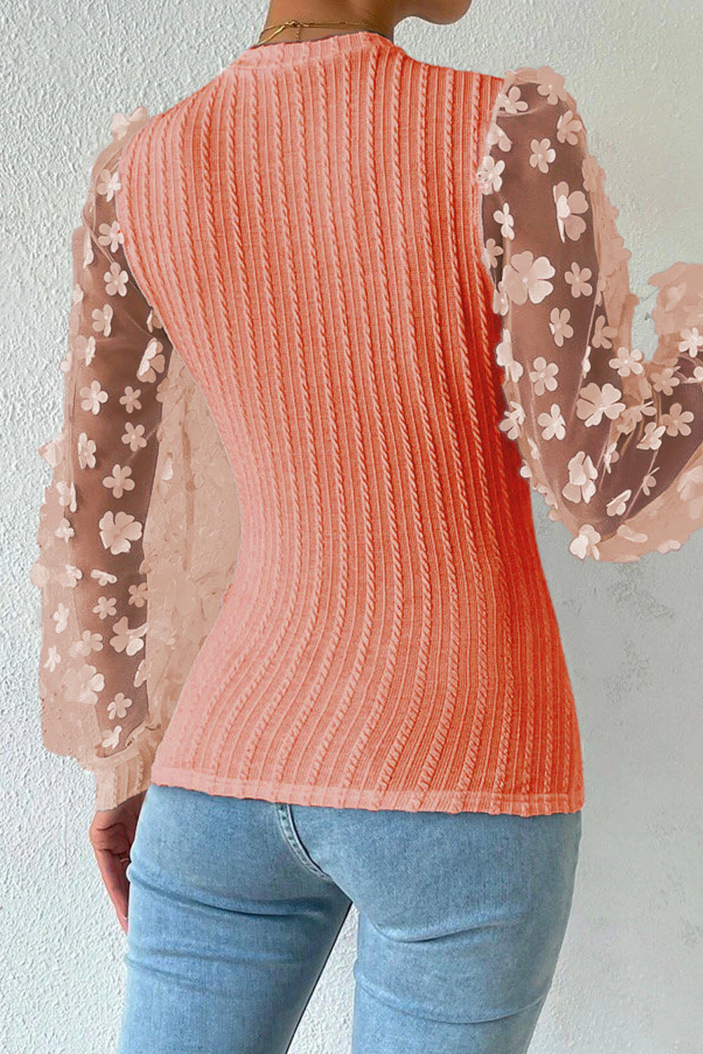 Textured Applique Long Sleeve Blouse - Image 15