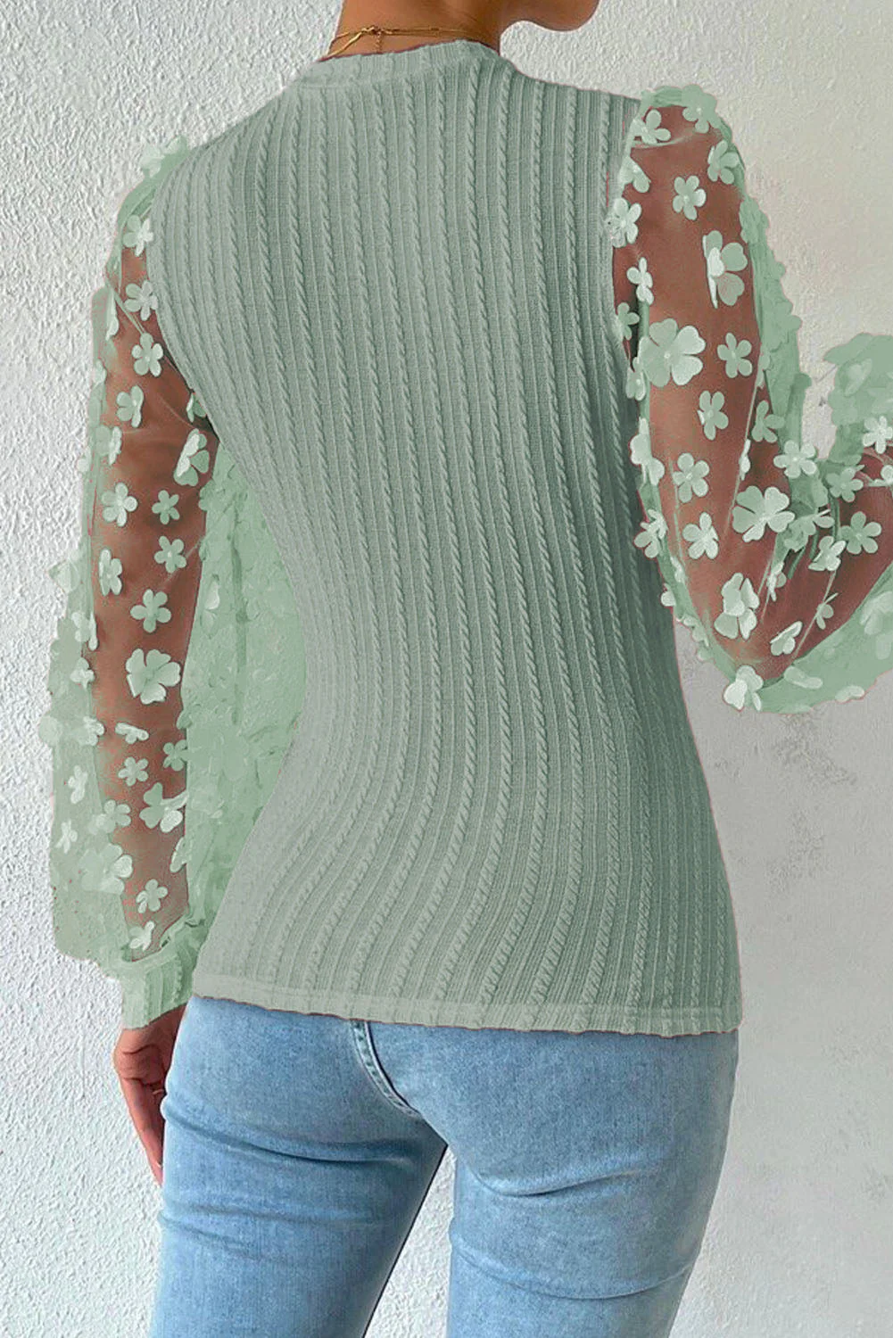 Textured Applique Long Sleeve Blouse - Image 24