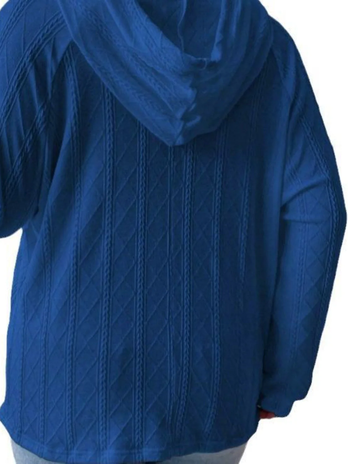 Textured Drawstring Kangaroo Pocket Hoodie - Image 24