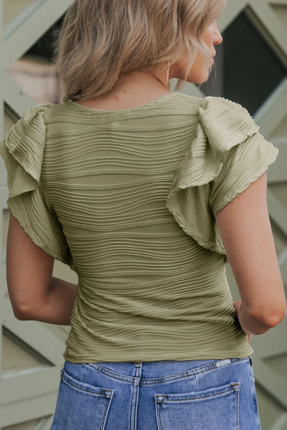 Textured Round Neck Cap Sleeve Top - Image 18