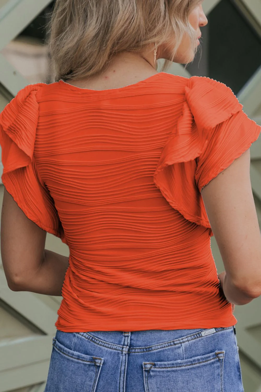 Textured Round Neck Cap Sleeve Top - Image 21