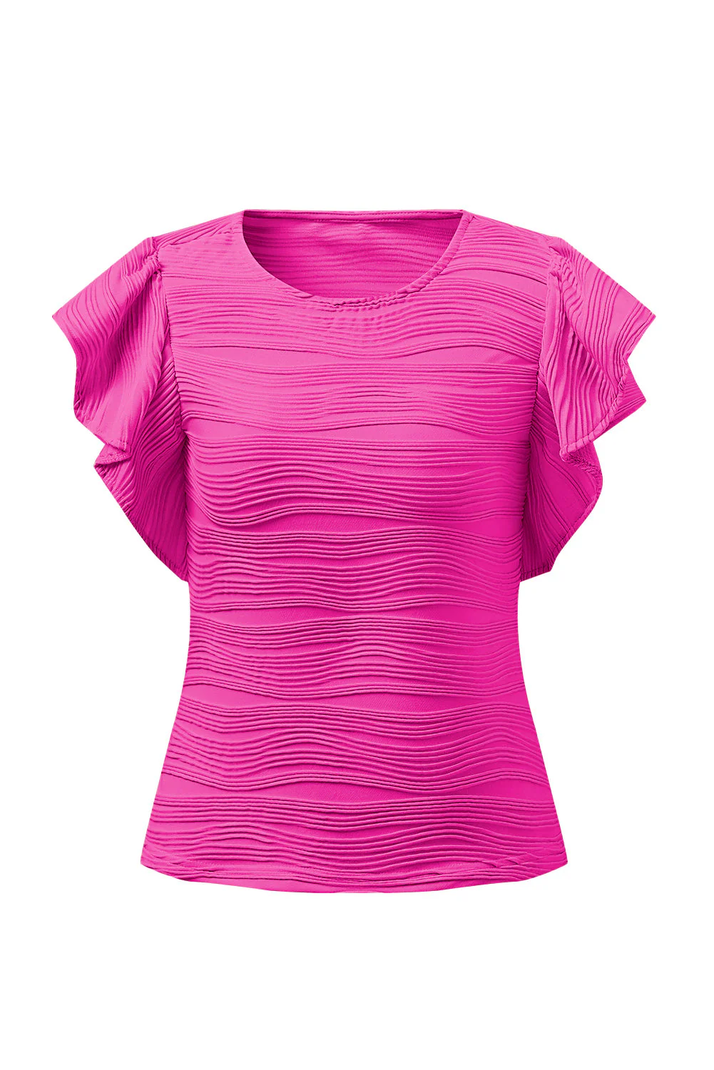 Textured Round Neck Cap Sleeve Top - Image 22