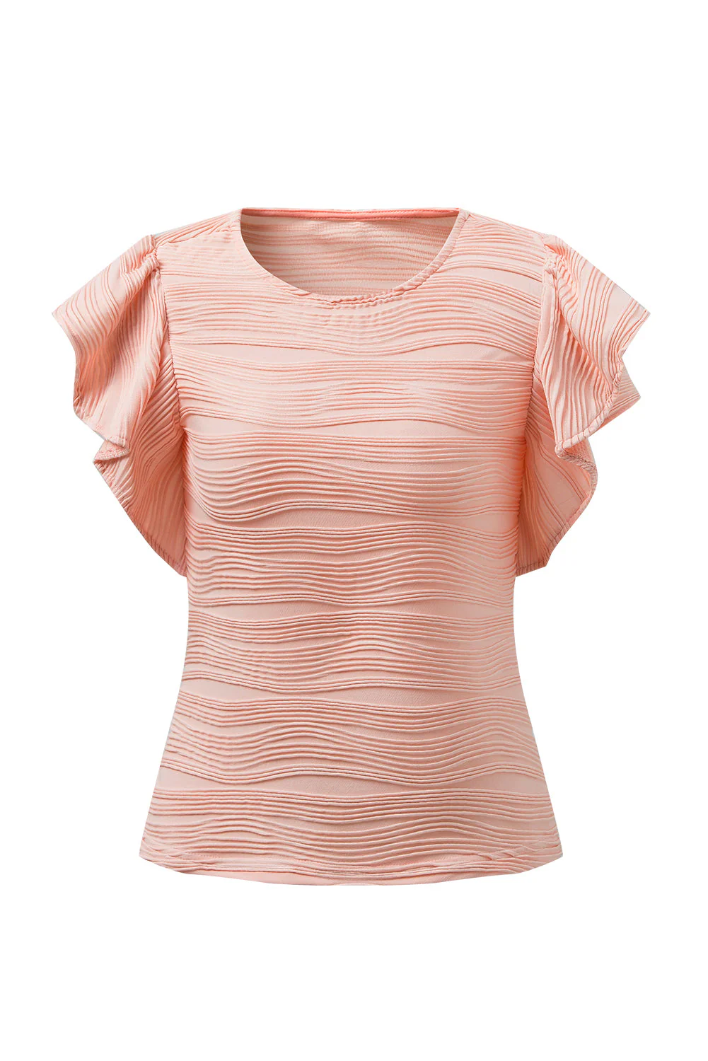 Textured Round Neck Cap Sleeve Top - Image 25