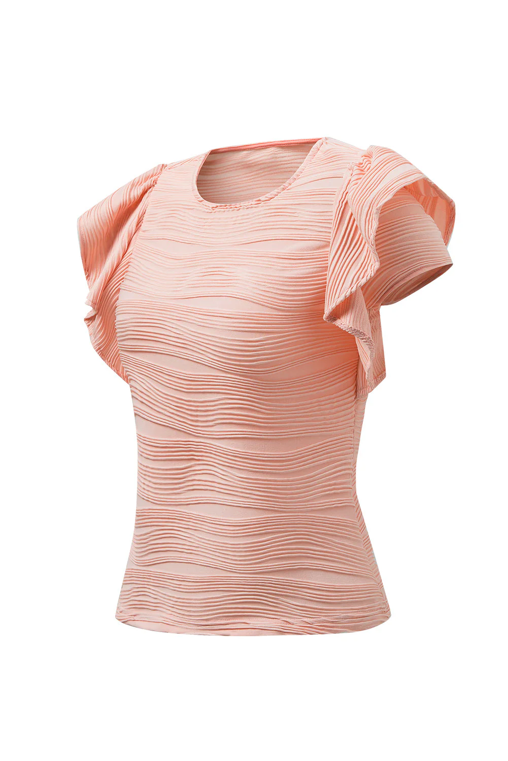 Textured Round Neck Cap Sleeve Top - Image 26