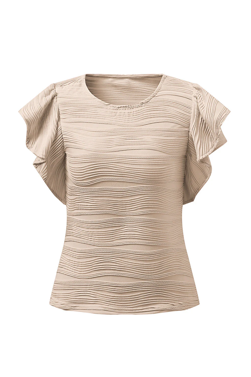 Textured Round Neck Cap Sleeve Top - Image 28