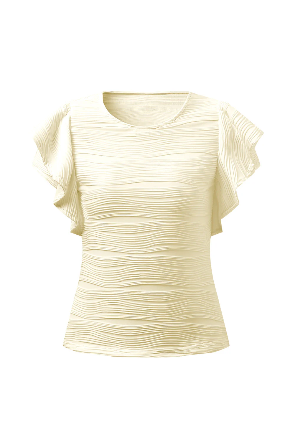 Textured Round Neck Cap Sleeve Top - Image 31