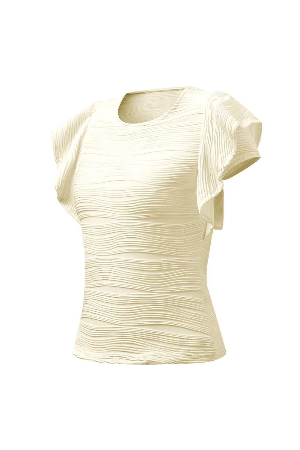 Textured Round Neck Cap Sleeve Top - Image 32