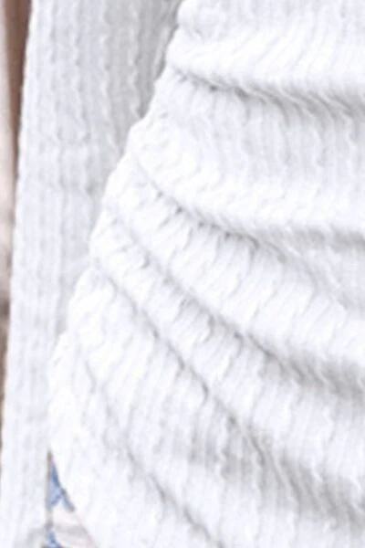 Textured Ruched V-Neck Long Sleeve T-Shirt - Image 10