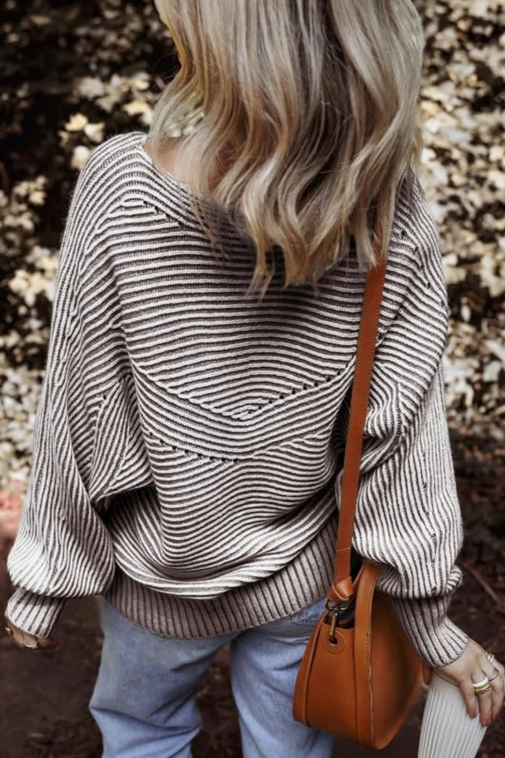 Textured Striped Round Neck Long Sleeve Top - Image 10