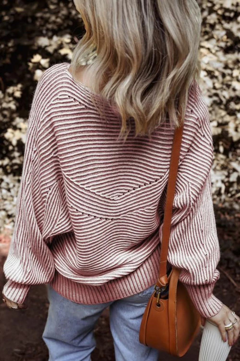 Textured Striped Round Neck Long Sleeve Top - Image 14