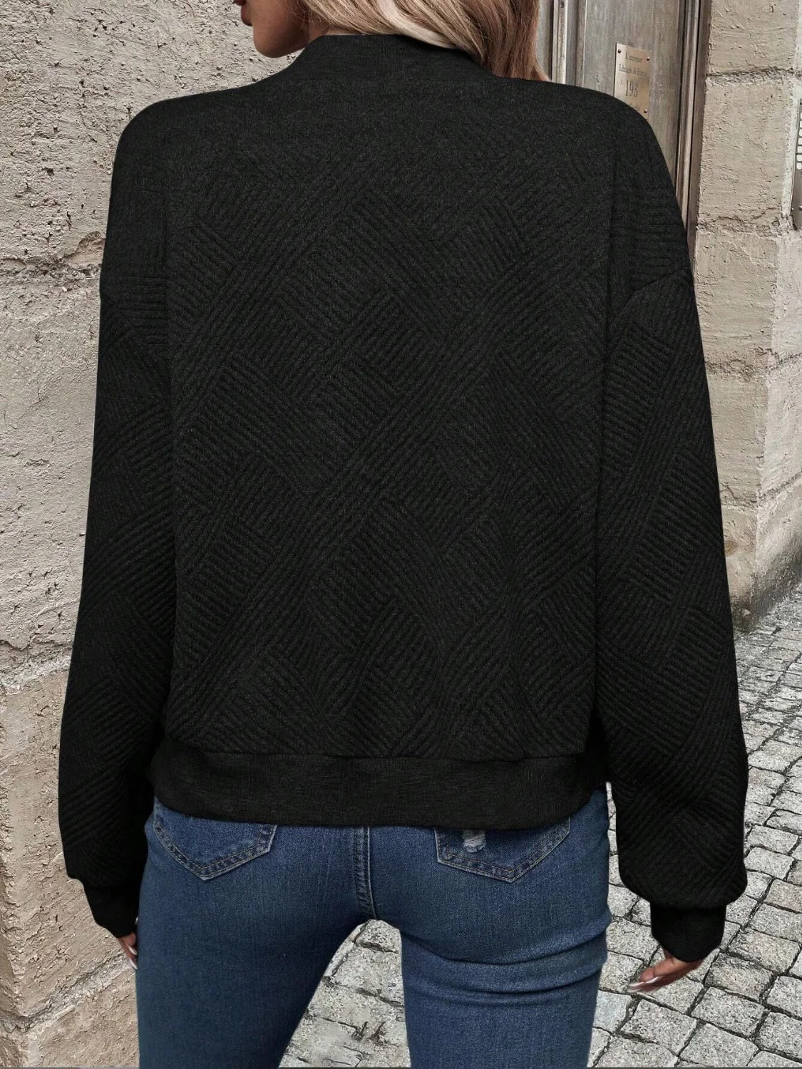 Textured Zip Up Long Sleeve Jacket - Image 14