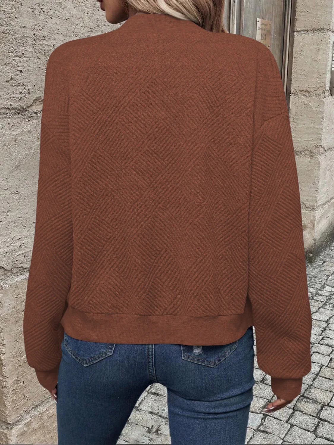 Textured Zip Up Long Sleeve Jacket - Image 21