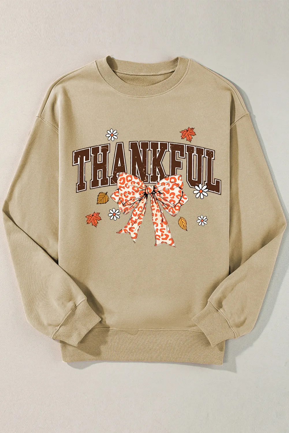 THANKFUL Bow Round Neck Long Sleeve Sweatshirt - Image 5