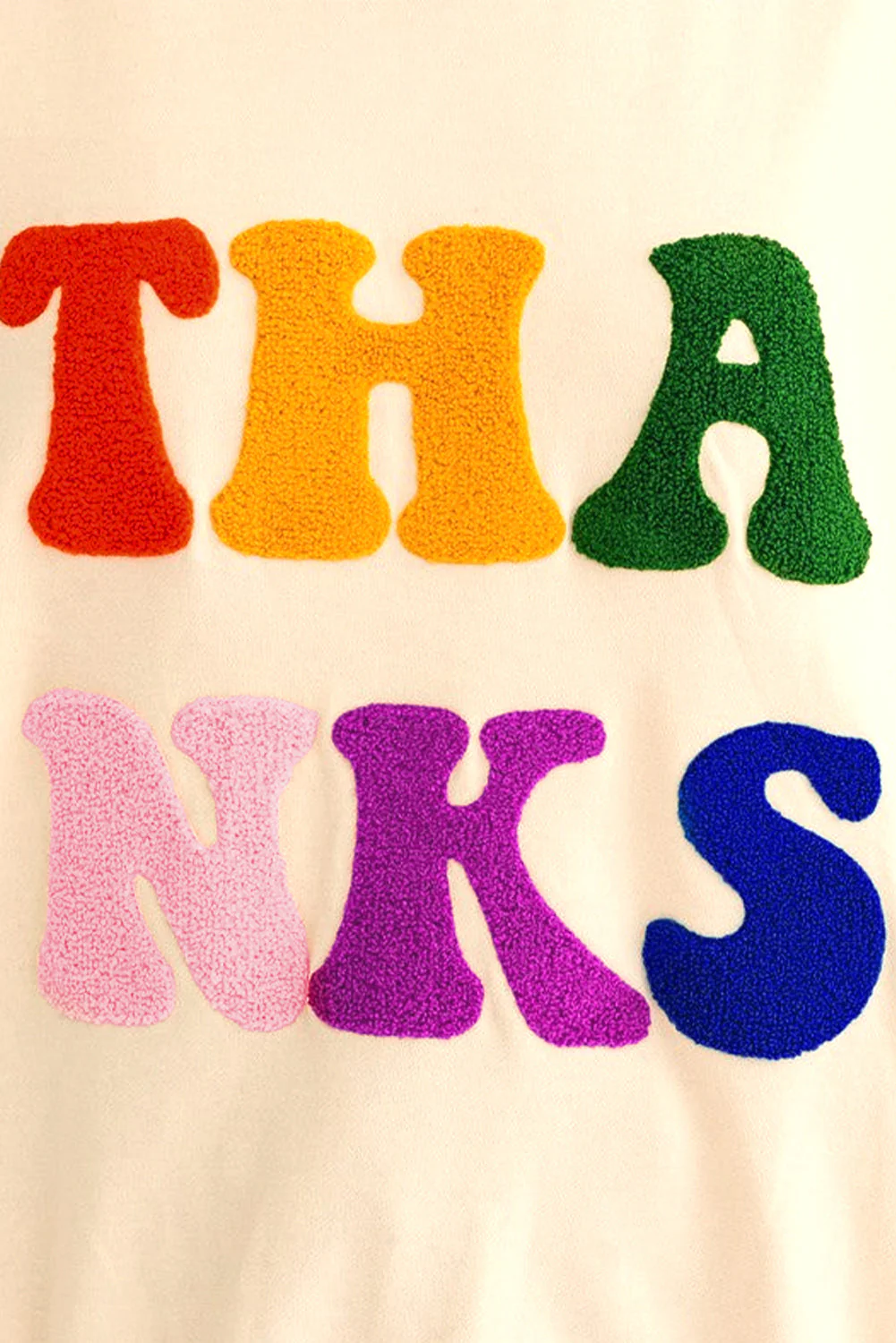 THANKS Round Neck Long Sleeve Sweatshirt - Image 10