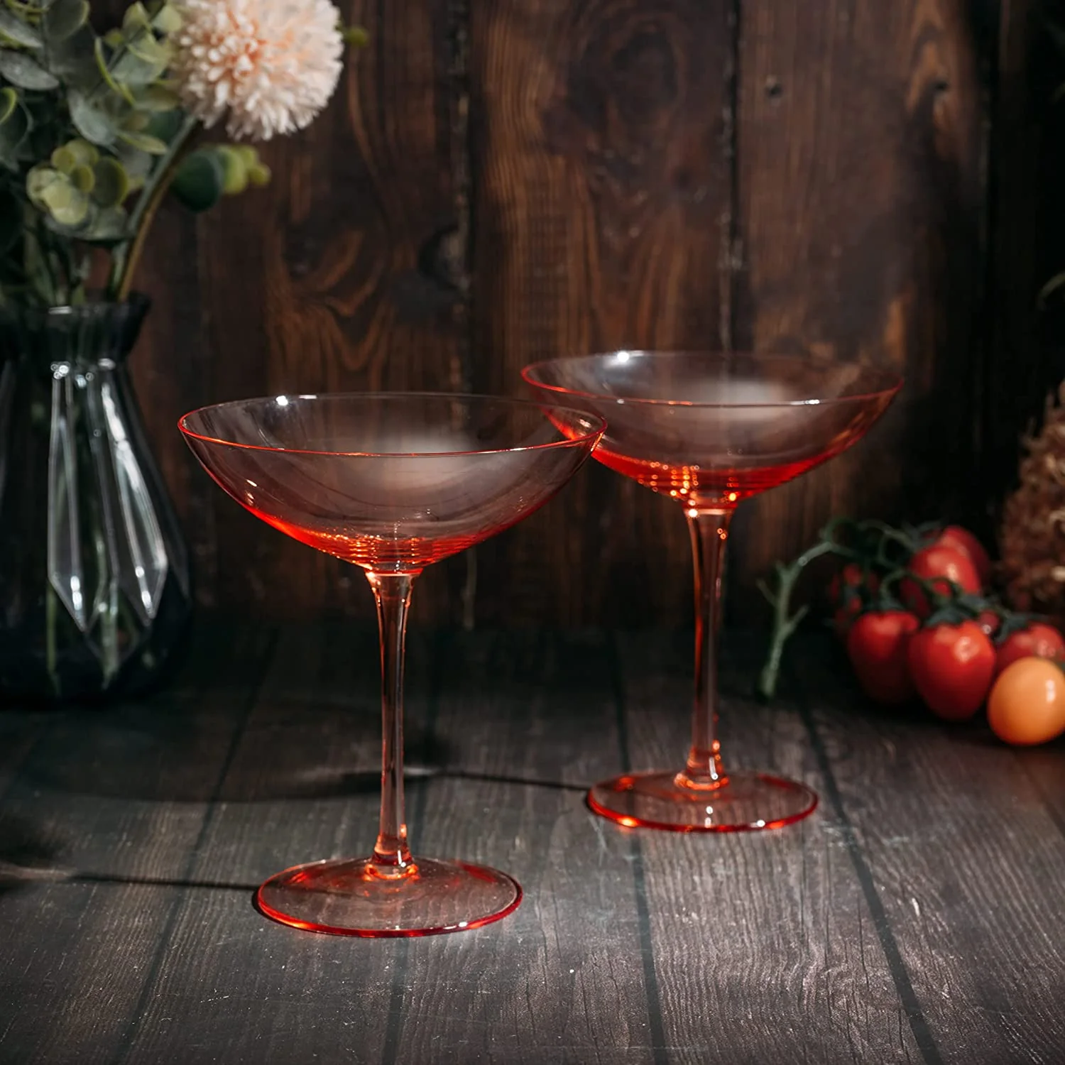 The Wine Savant Champagne Coupes 12oz Colorful Champagne Glasses, Prosecco, Mimosa Glasses Set, Cocktail Glass Set, Bar Glassware Luster Glasses (2, Orange) by The Wine Savant - Image 3