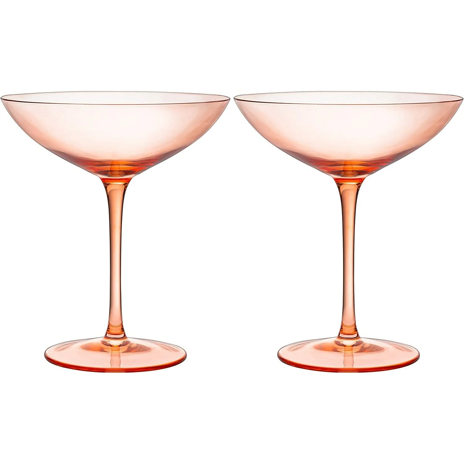 The Wine Savant Champagne Coupes 12oz Colorful Champagne Glasses, Prosecco, Mimosa Glasses Set, Cocktail Glass Set, Bar Glassware Luster Glasses (2, Orange) by The Wine Savant - Image 5