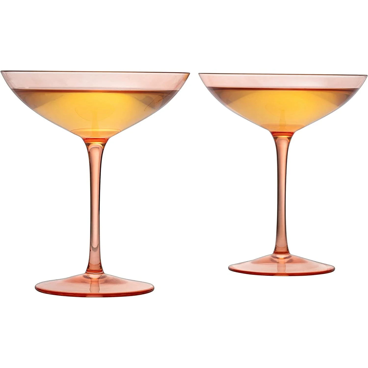 The Wine Savant Champagne Coupes 12oz Colorful Champagne Glasses, Prosecco, Mimosa Glasses Set, Cocktail Glass Set, Bar Glassware Luster Glasses (2, Orange) by The Wine Savant - Image 6