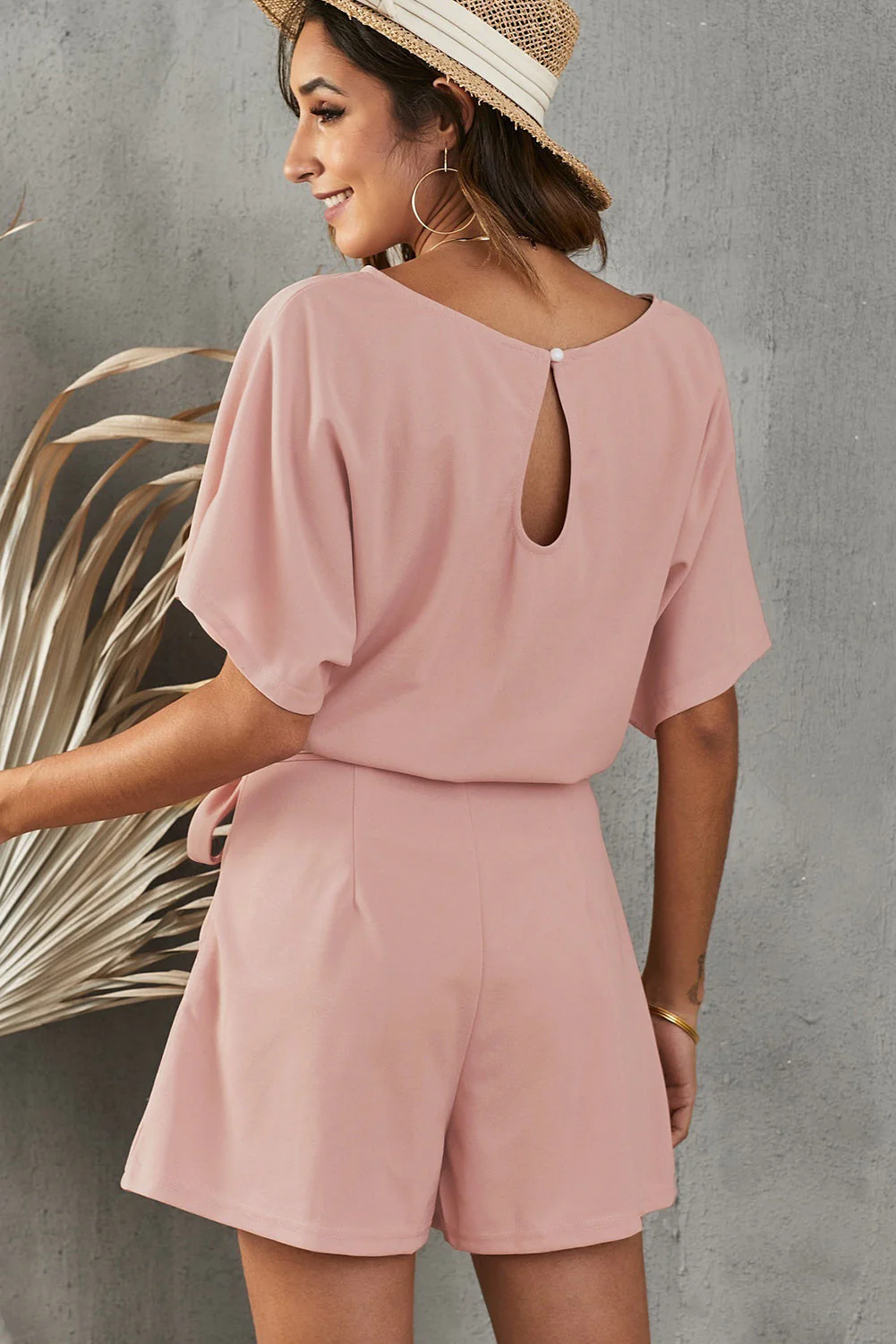 Tie Belt Short Sleeve Romper - Image 2