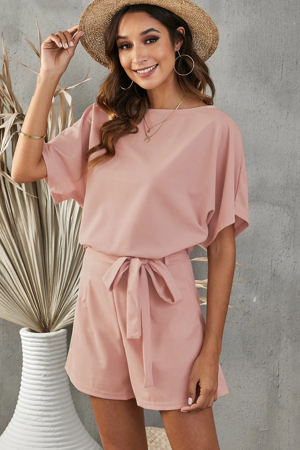Tie Belt Short Sleeve Romper - Image 6