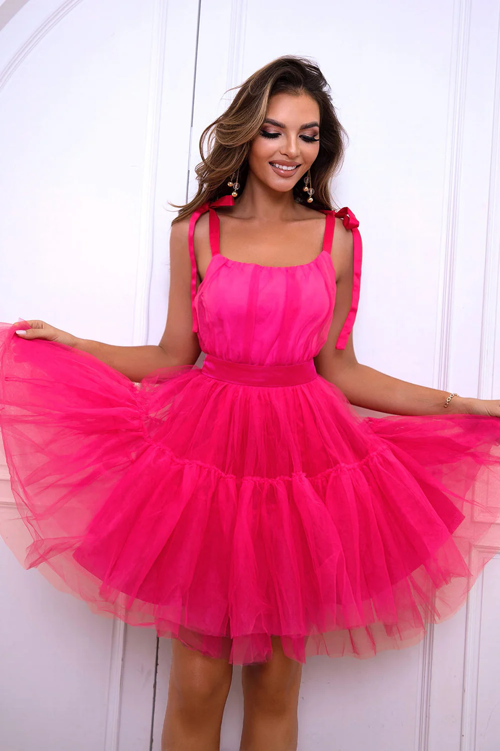Tie-Shoulder Mesh Dress - Image 6