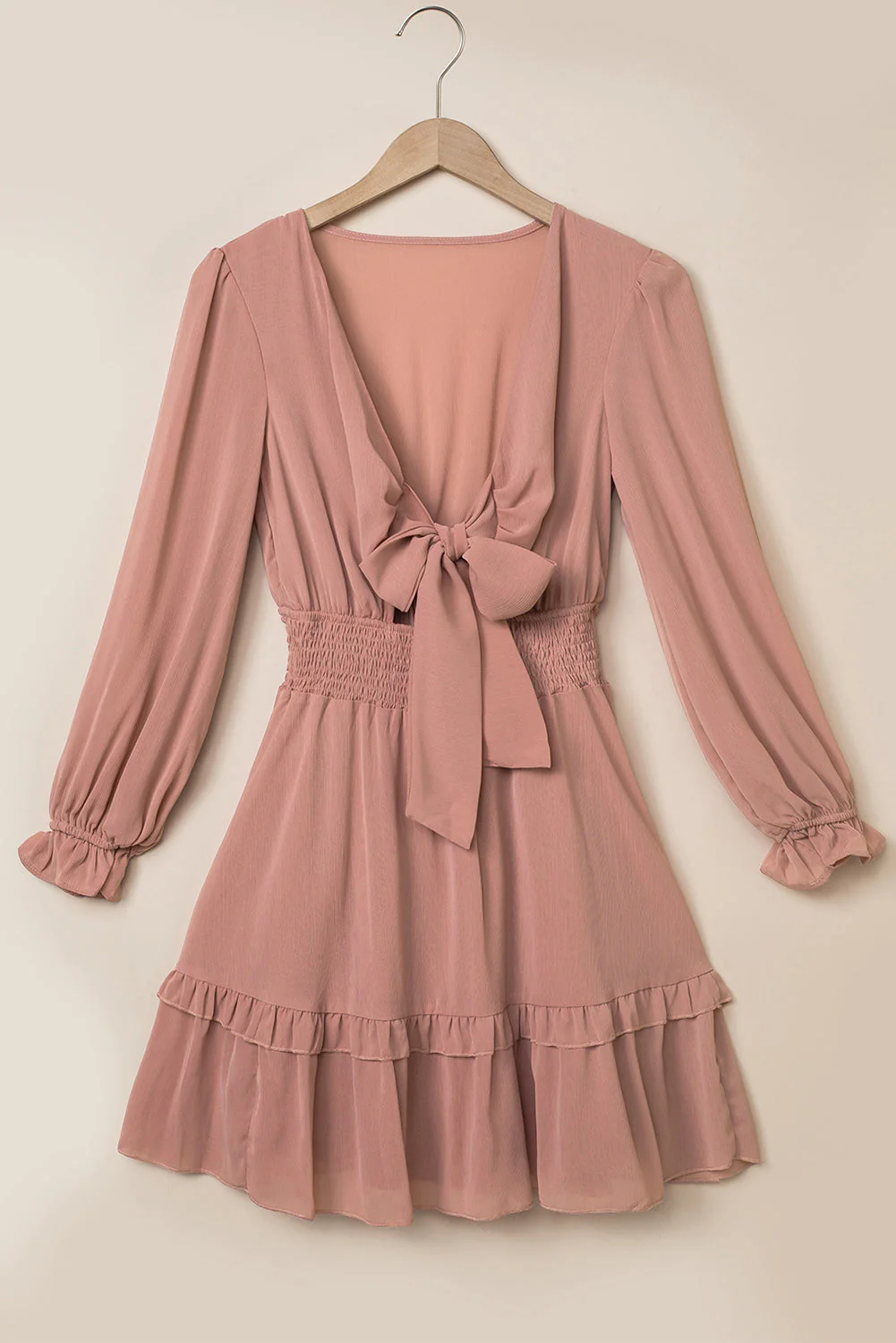 Tied Flounce Sleeve Mini Dress - Image 6