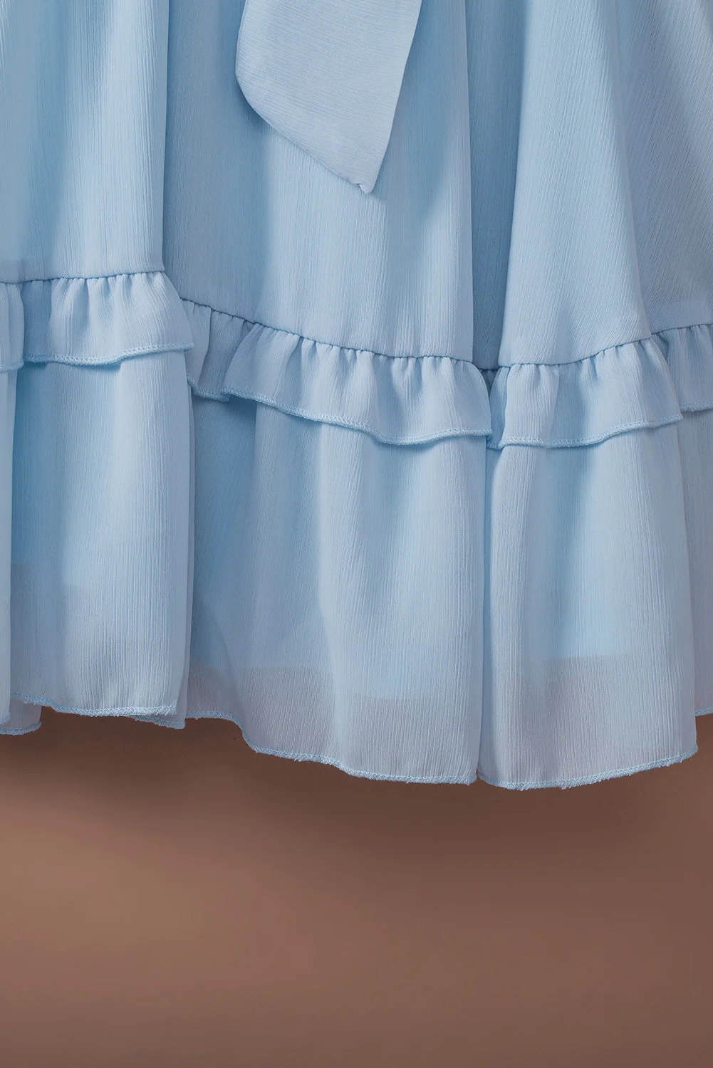 Tied Plunge Smocked Waist Flounce Sleeve Dress - Image 18