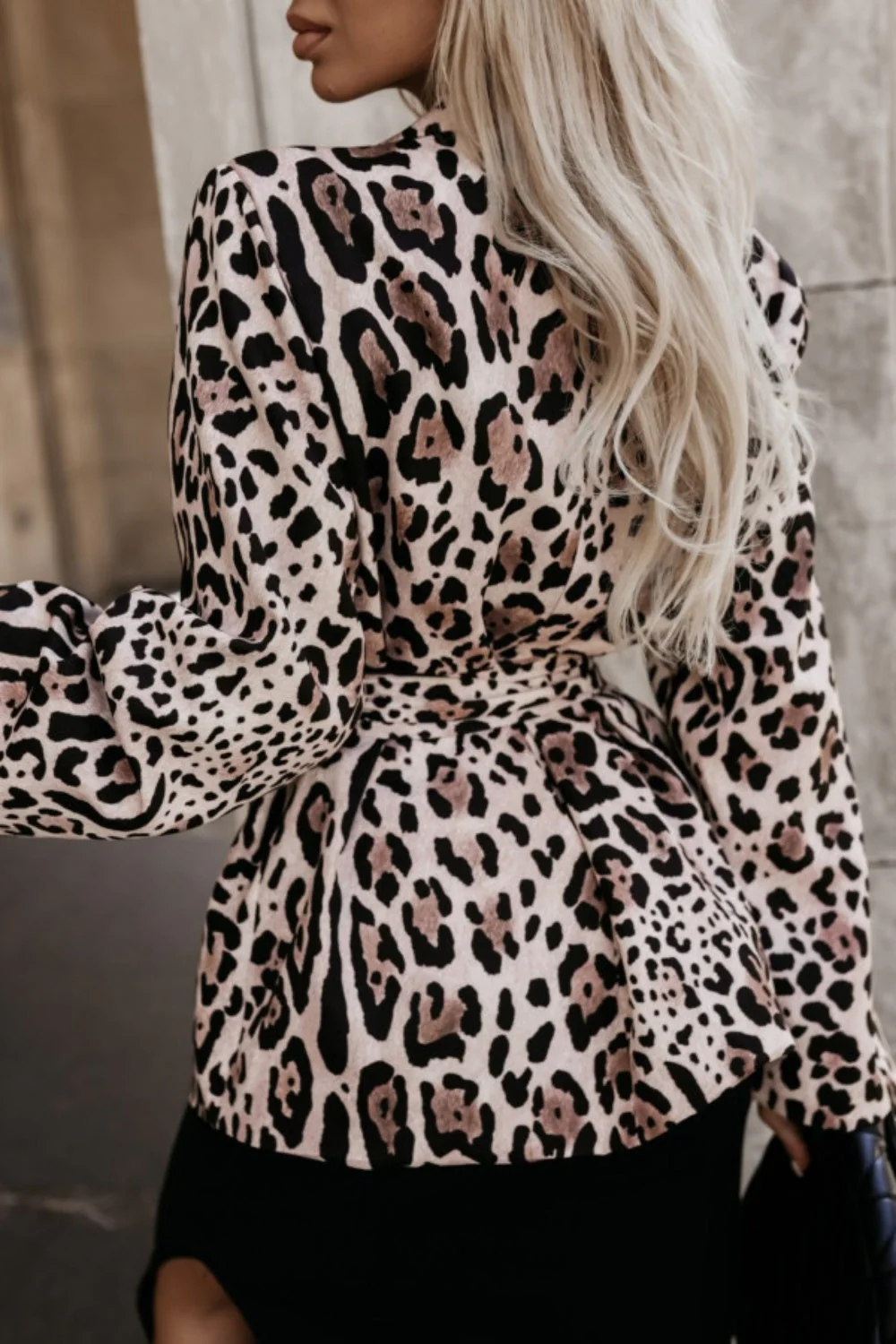 Tied Printed Collared Neck Long Sleeve Jacket - Image 9