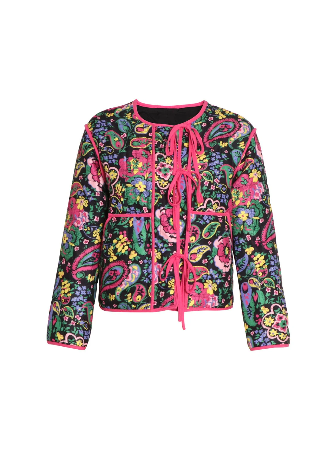 Tied Printed Long Sleeve Jacket - Image 2