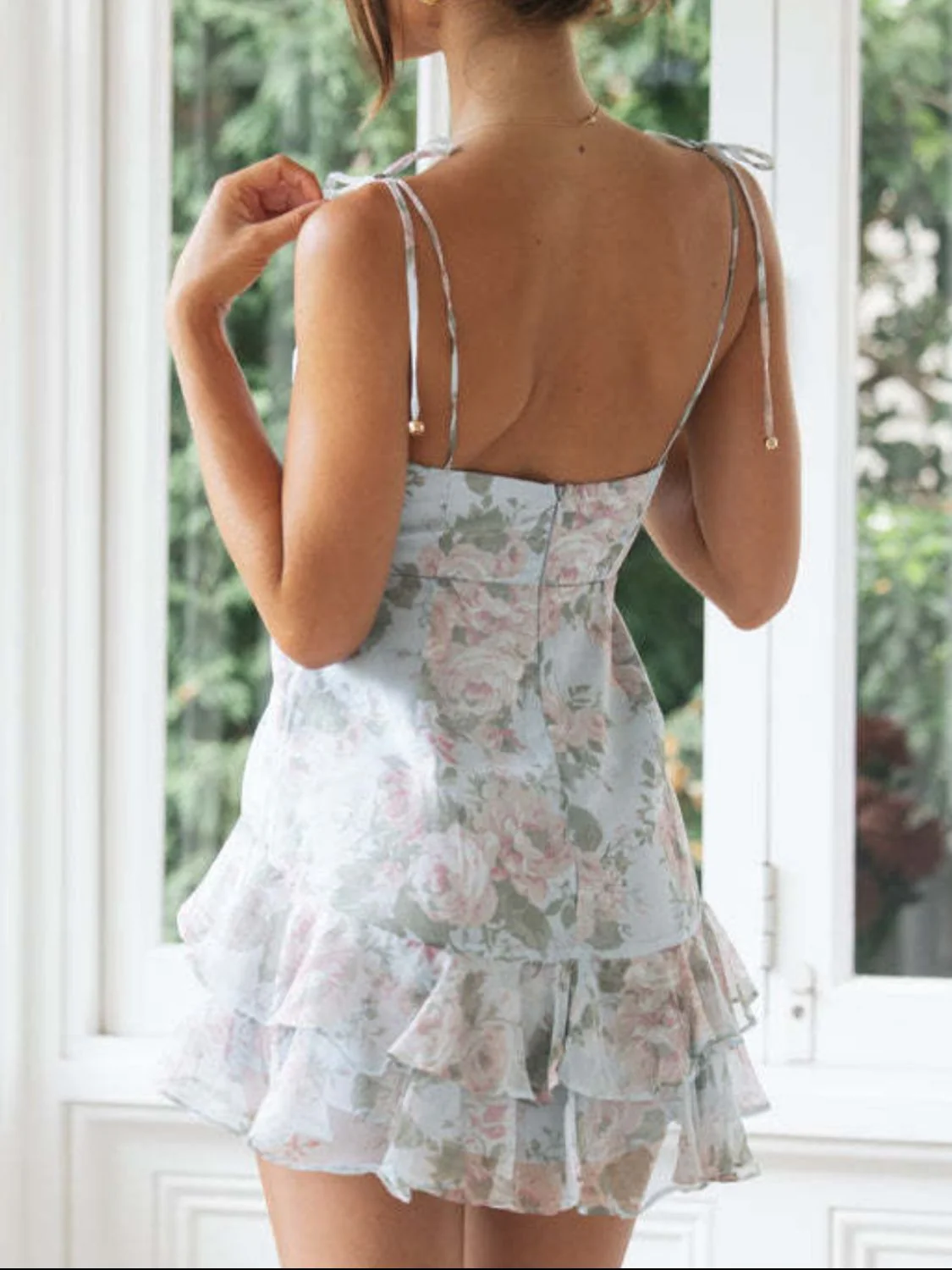 Tied Printed Sweetheart Neck Cami Dress - Image 2