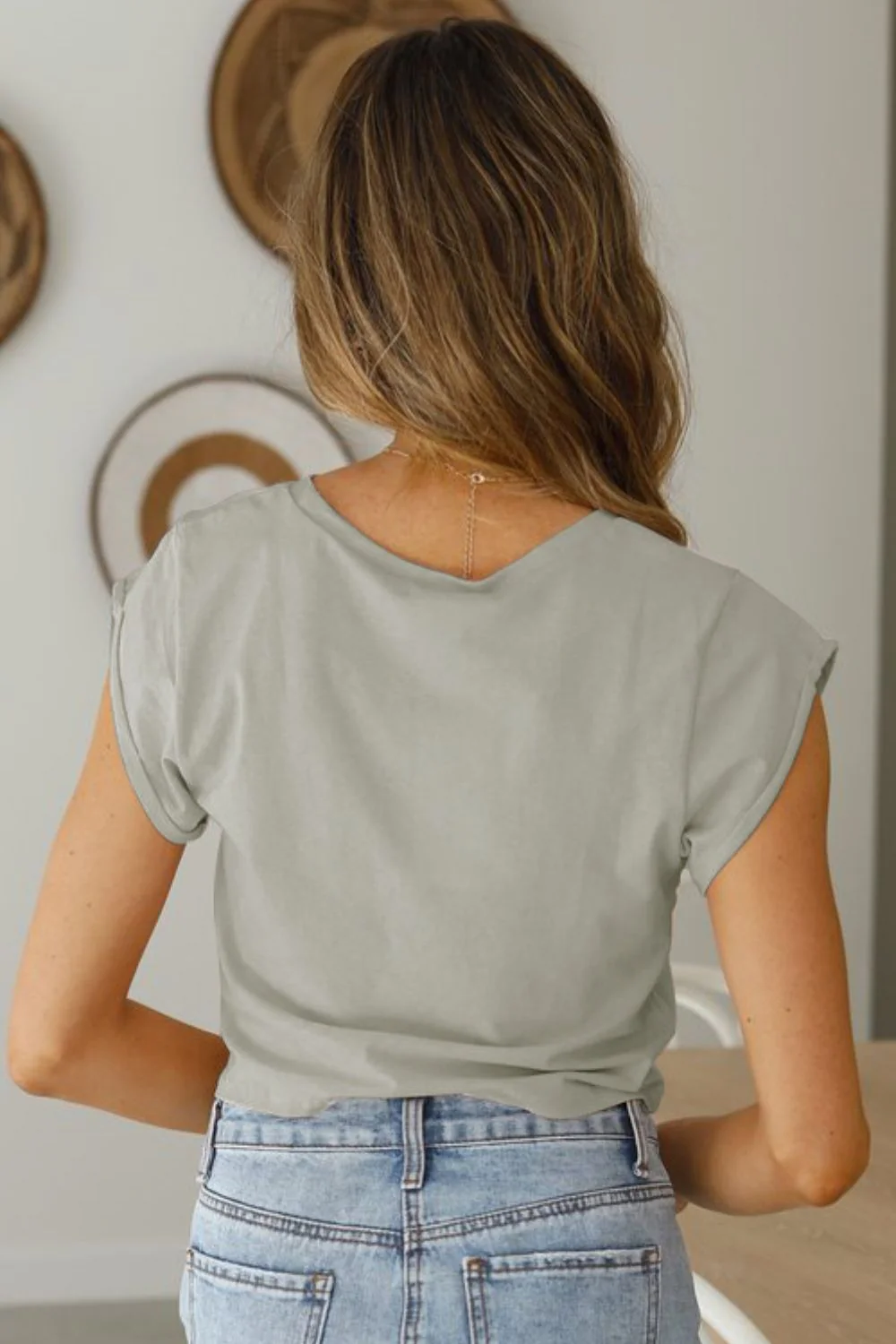 Tied Round Neck Crop Tee - Image 2
