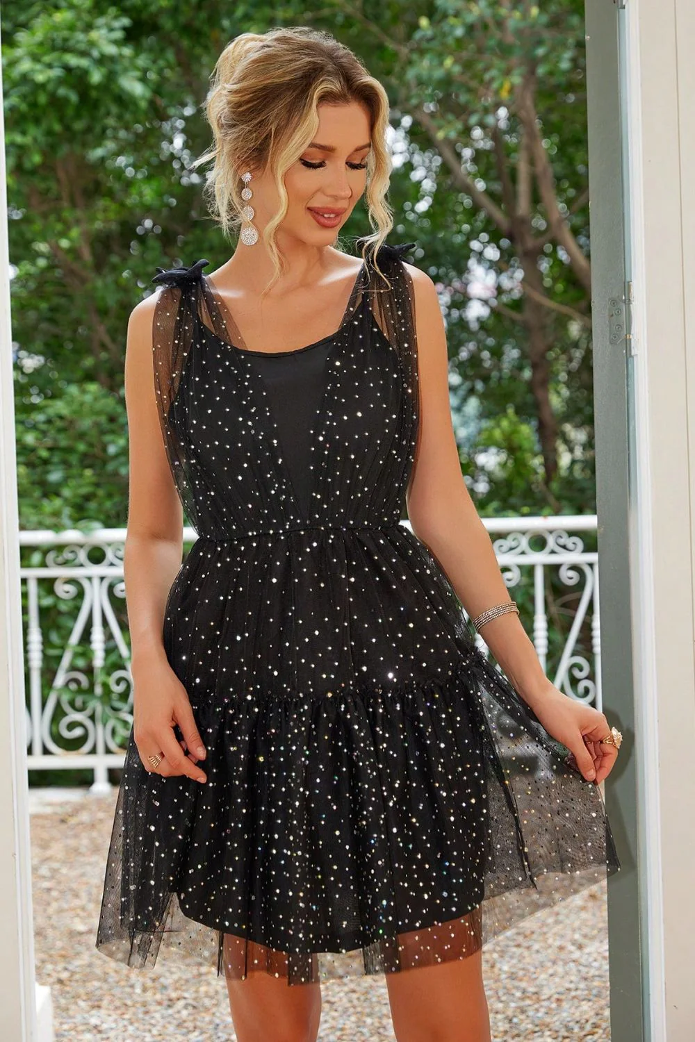 Tied Scoop Neck Mini Cami Dress - Image 3