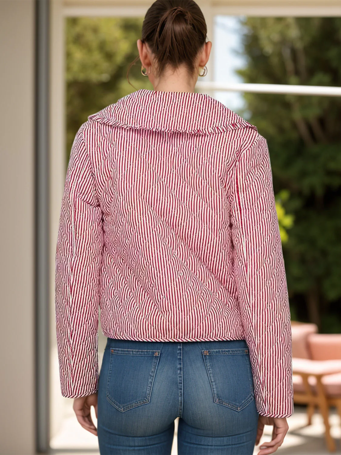 Tied Striped Long Sleeve Jacket - Image 3