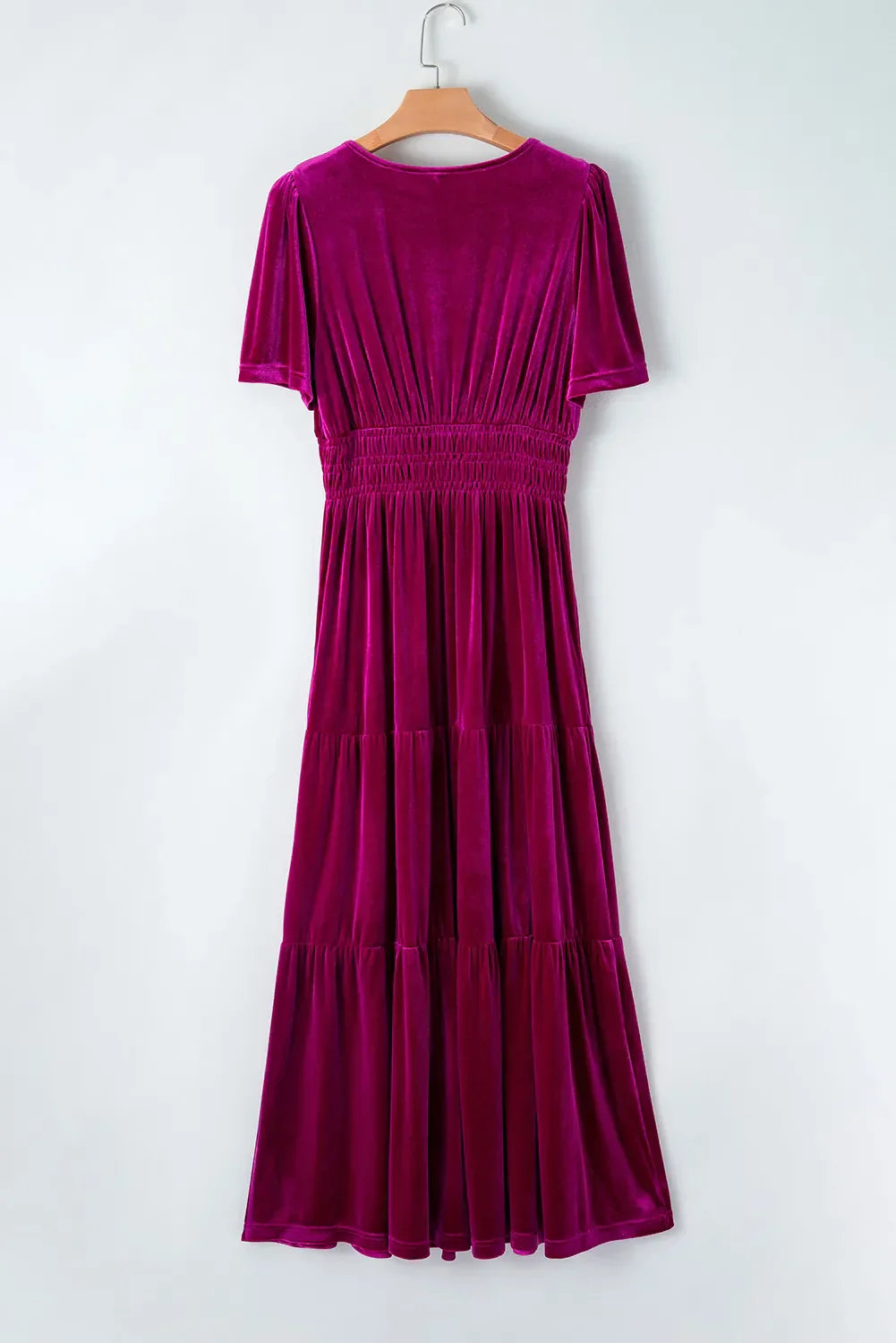Tiered Notched Short Sleeve Dress with Pockets - Image 7