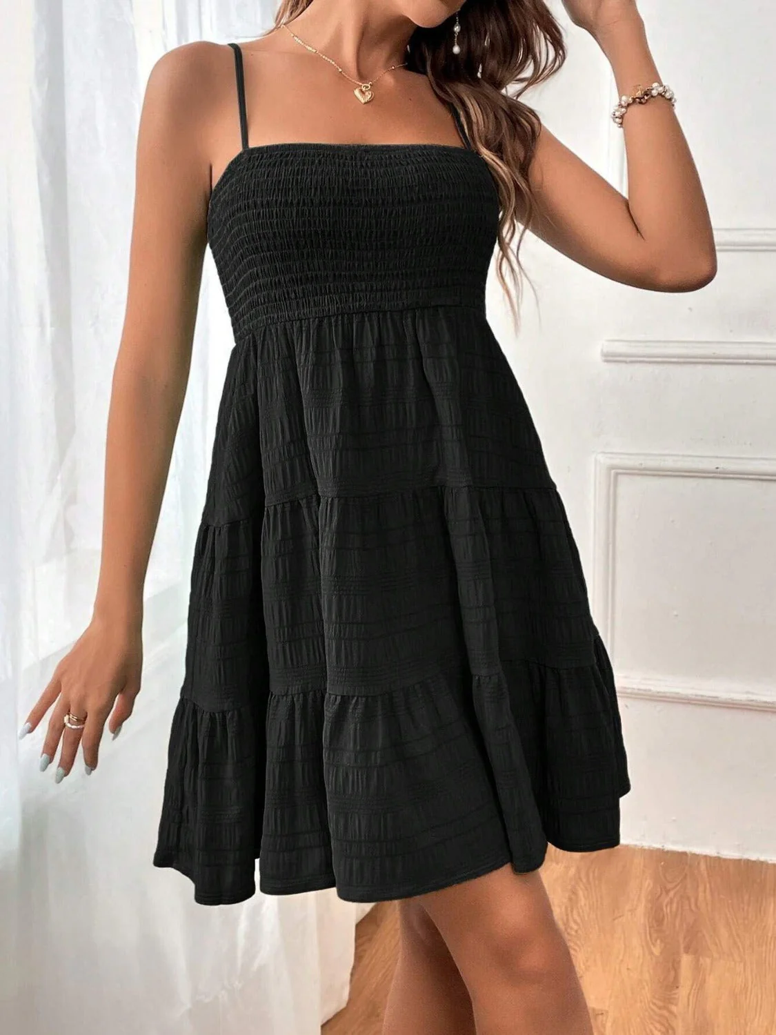 Tiered Smocked Square Neck Cami Dress - Image 17