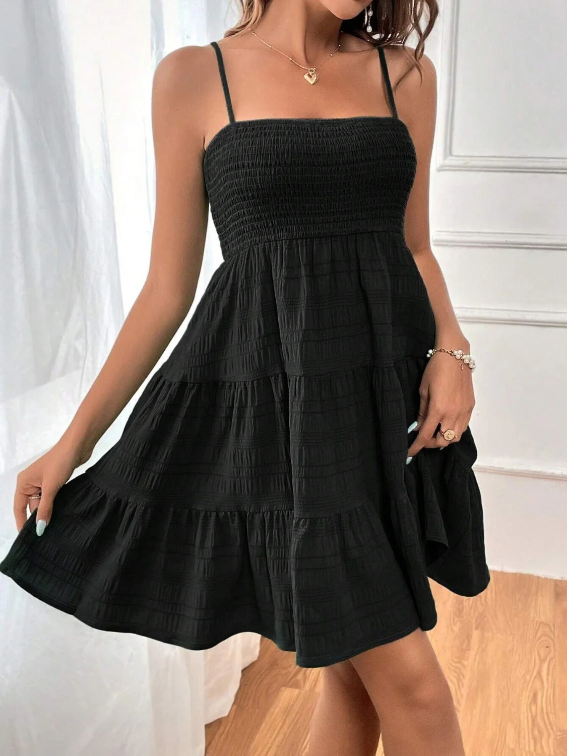 Tiered Smocked Square Neck Cami Dress - Image 19