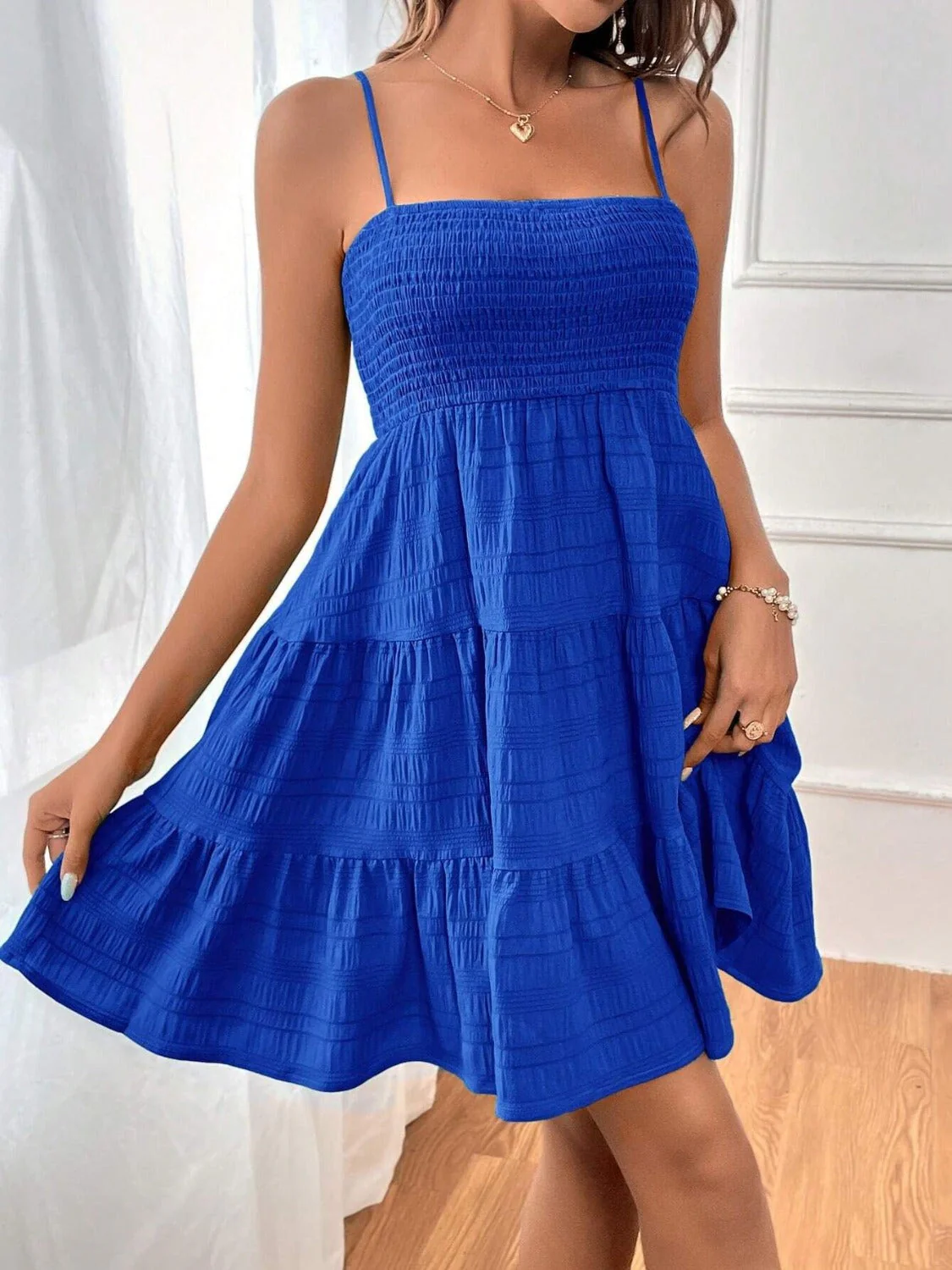 Tiered Smocked Square Neck Cami Dress - Image 24