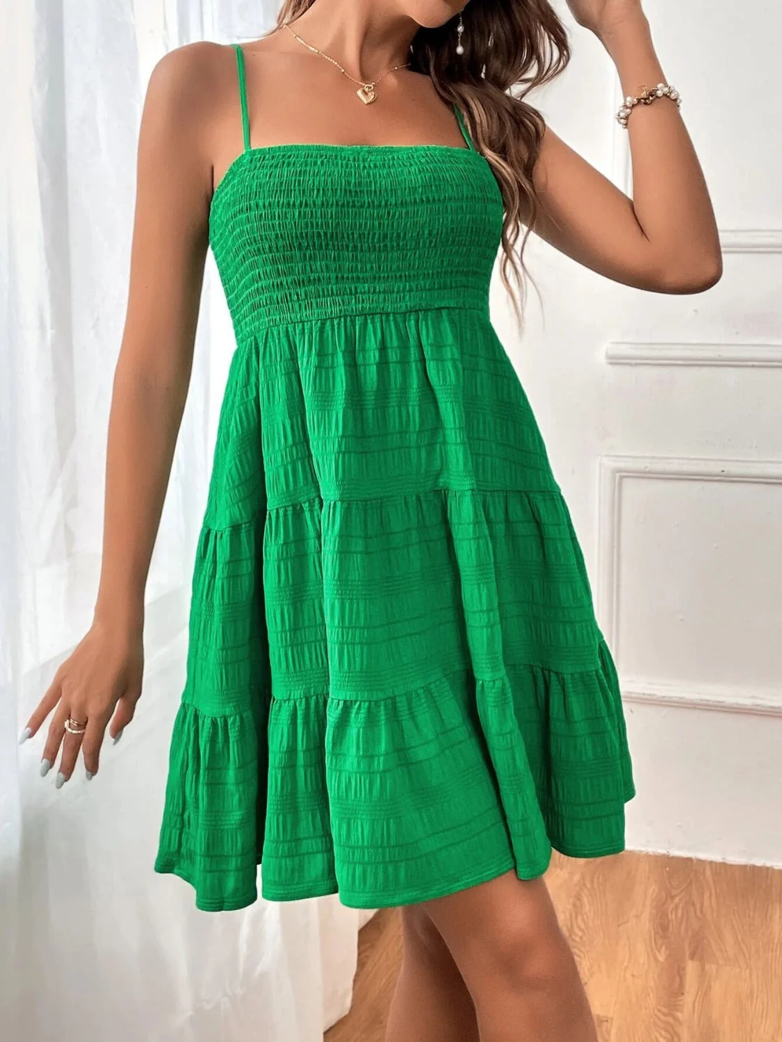 Tiered Smocked Square Neck Cami Dress - Image 9