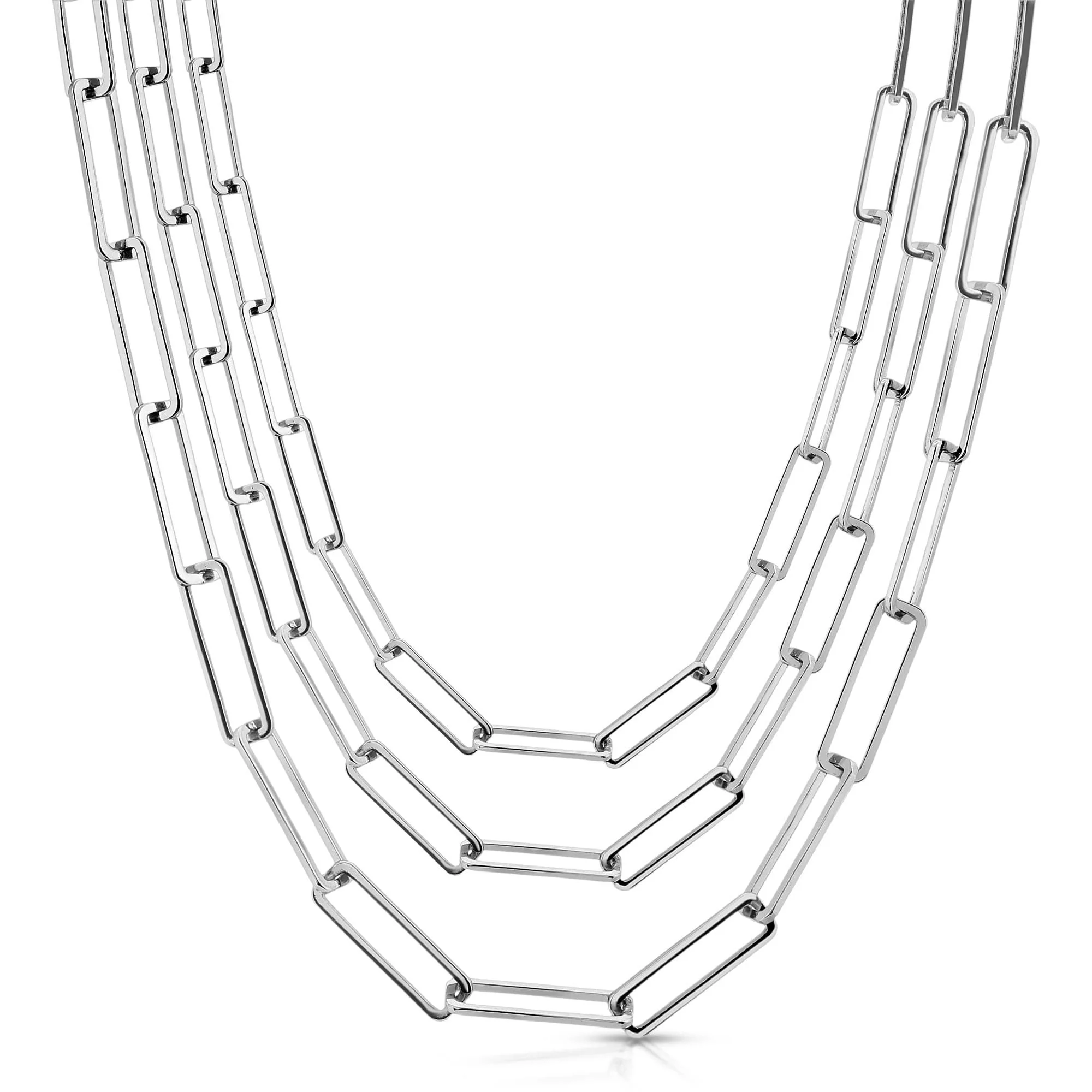 Triple Large Rectangle Link Chain Necklace by eklexic jewelry - Image 2
