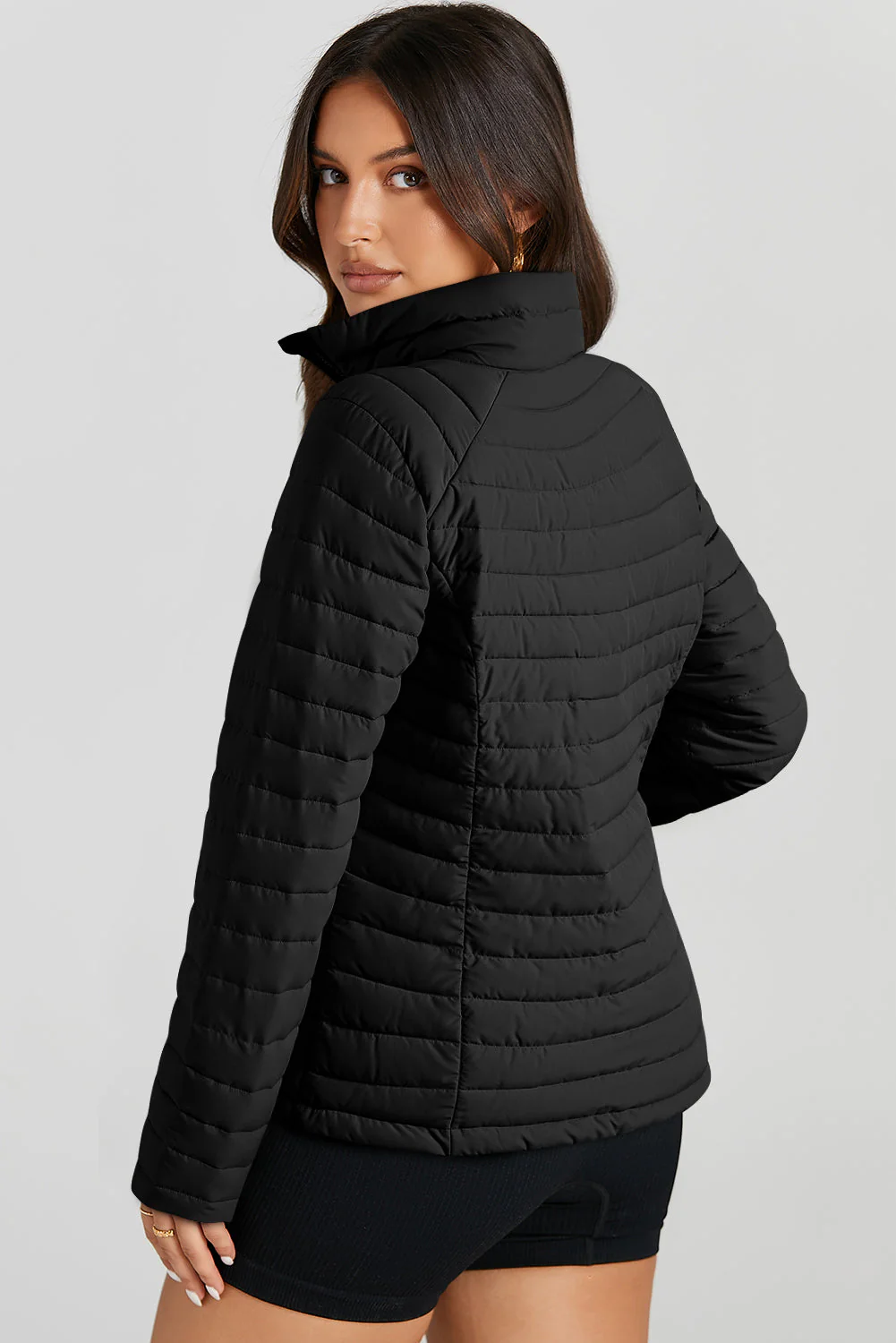 Turtleneck Zip Up Long Sleeve Jacket - Image 12