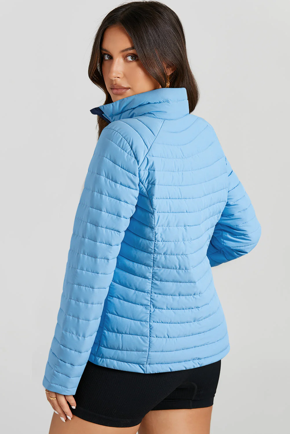 Turtleneck Zip Up Long Sleeve Jacket - Image 6