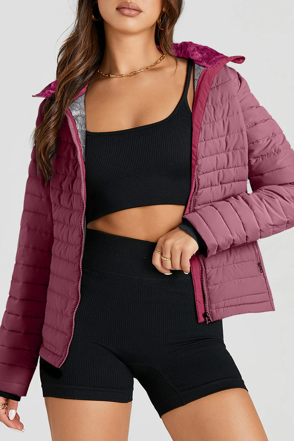 Turtleneck Zip Up Long Sleeve Jacket - Image 8