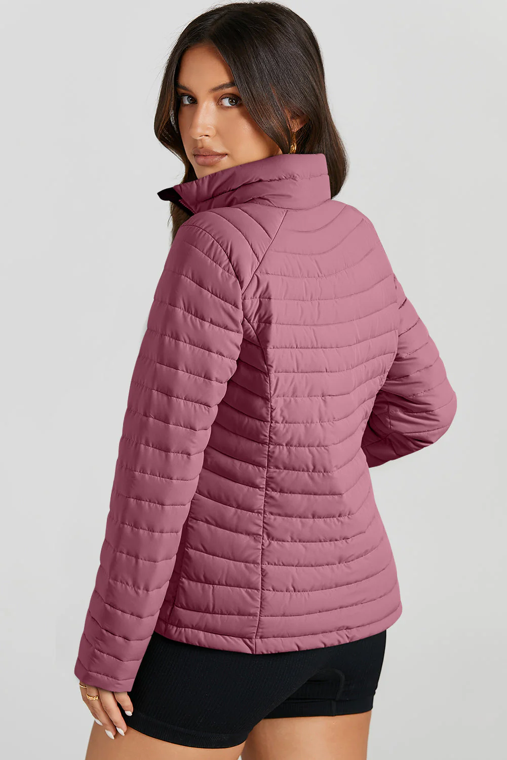 Turtleneck Zip Up Long Sleeve Jacket - Image 9