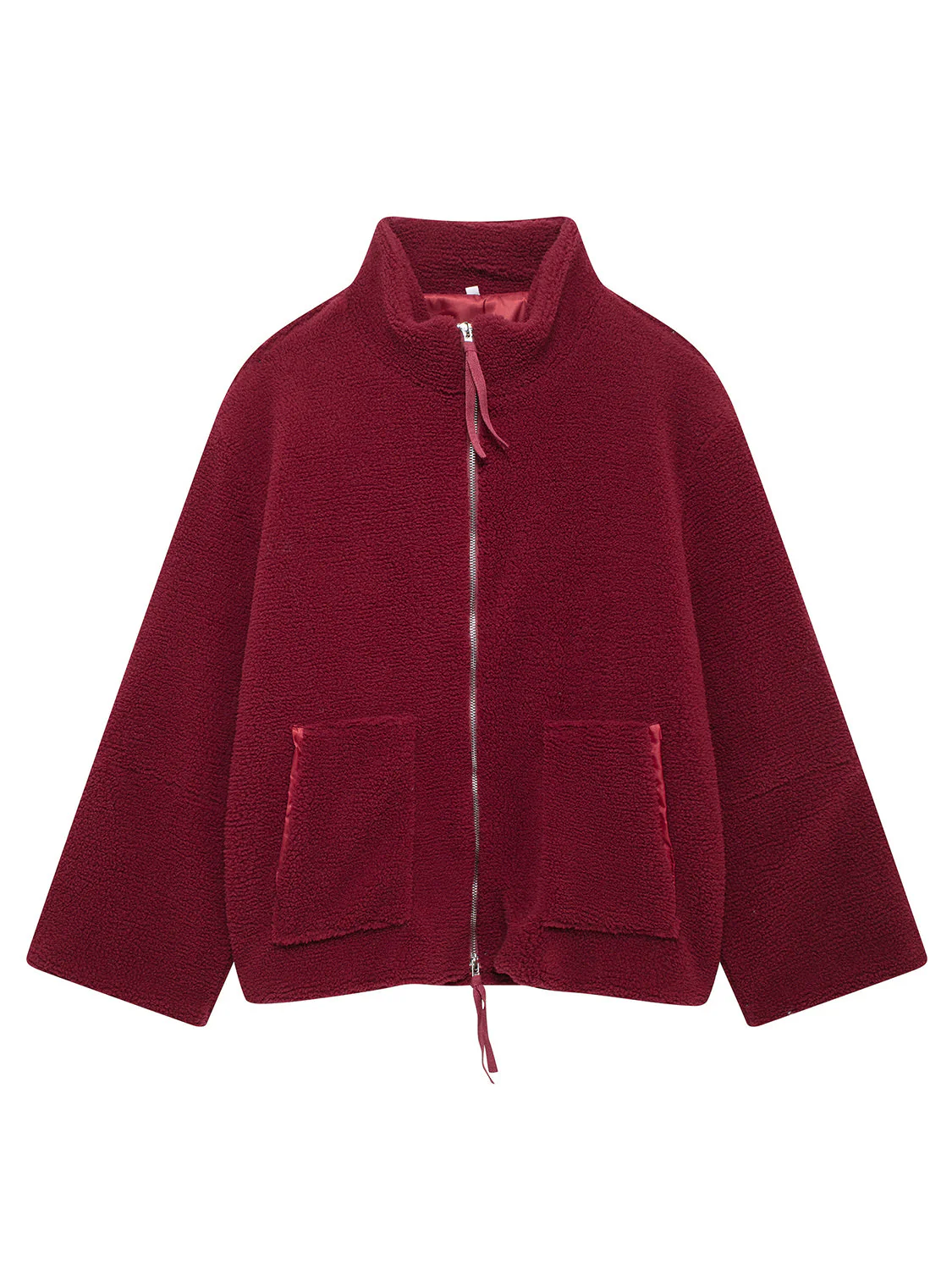 Turtleneck Zip Up Long Sleeve Plush Jacket - Image 10