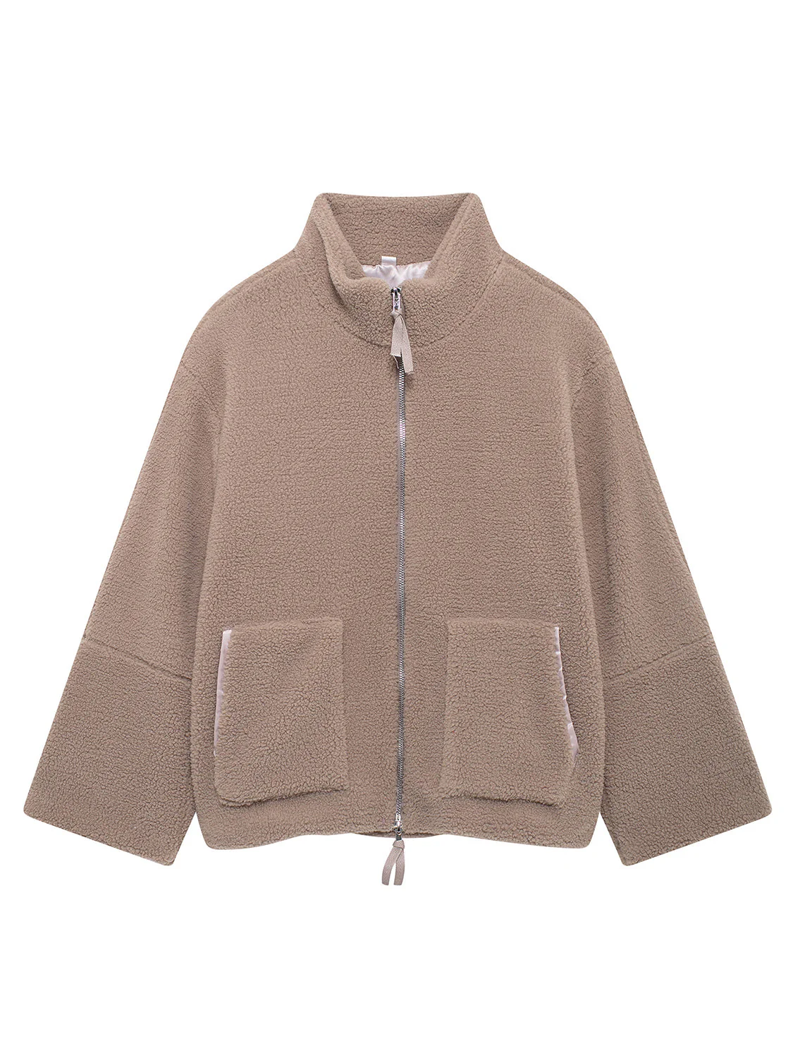 Turtleneck Zip Up Long Sleeve Plush Jacket - Image 15