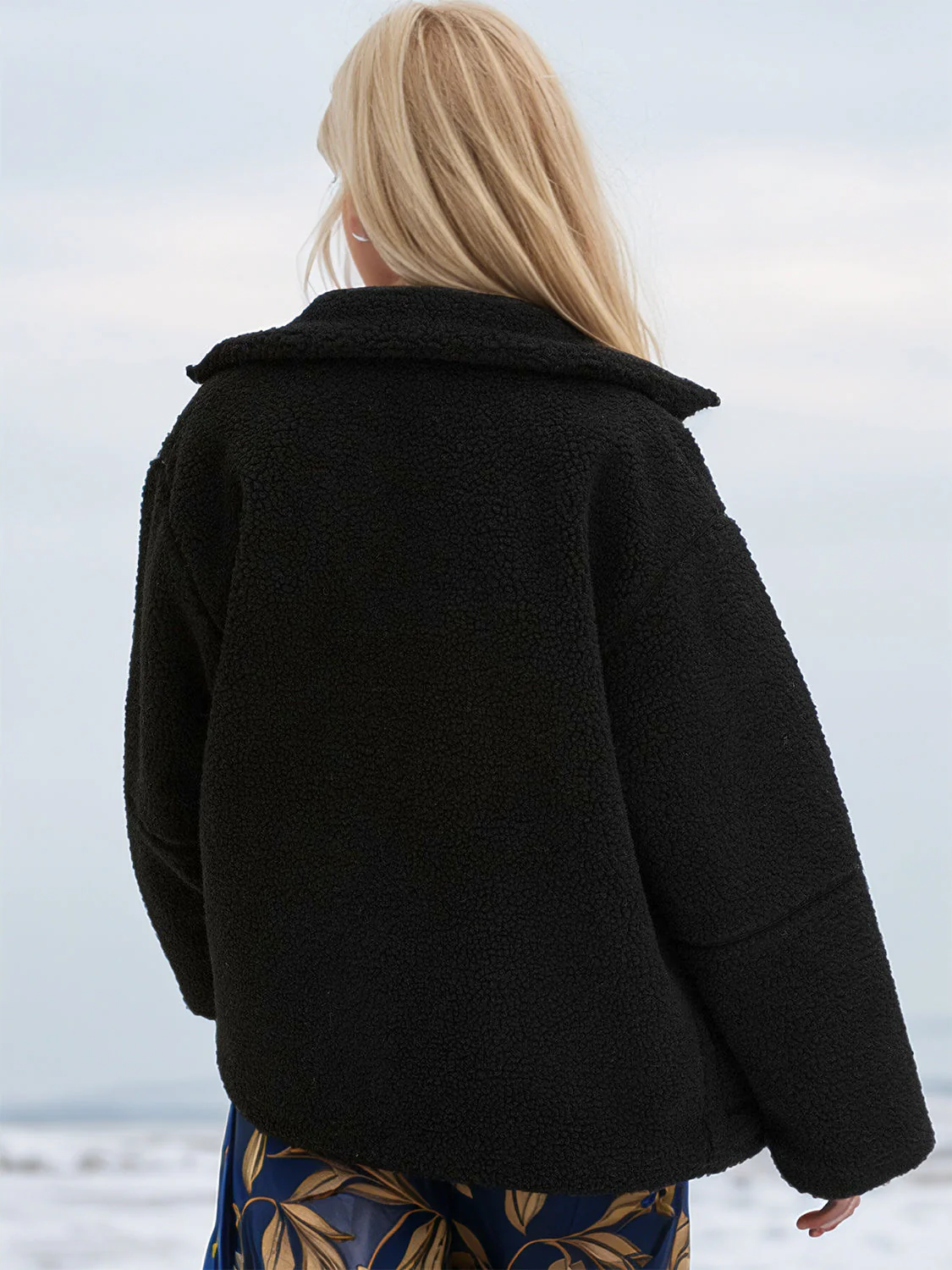 Turtleneck Zip Up Long Sleeve Plush Jacket - Image 19
